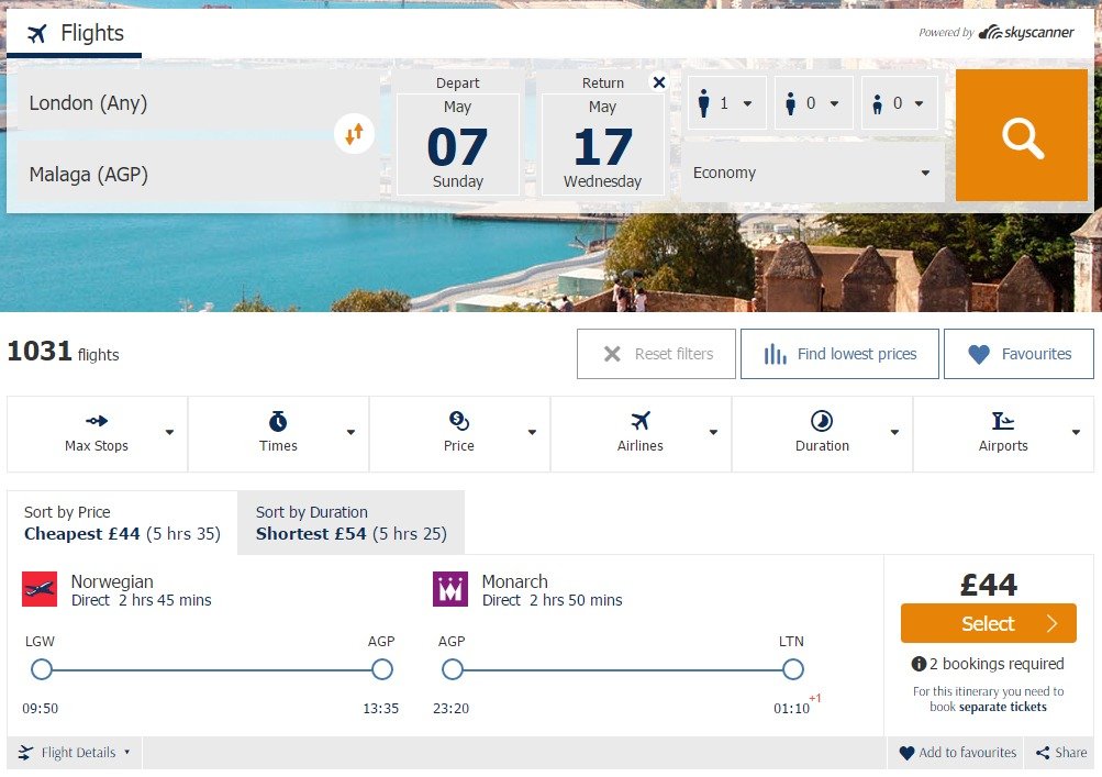 Cheap Flights To Malaga, Costa Del Sol From Just £44 Return