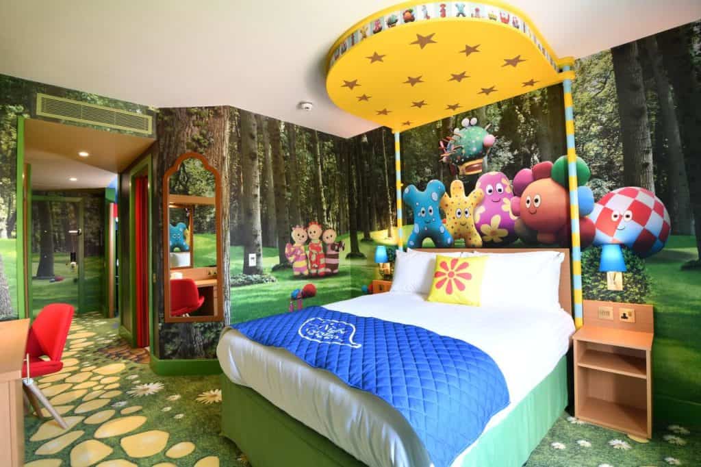 Inside the kid-friendly Nght Garden Room in Cbeebies Land Hotel