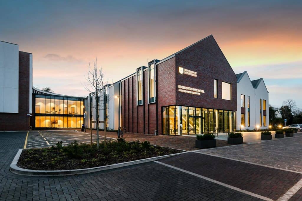 External modern look of kid-friendly Edgbaston Park Hotel and Conference Building