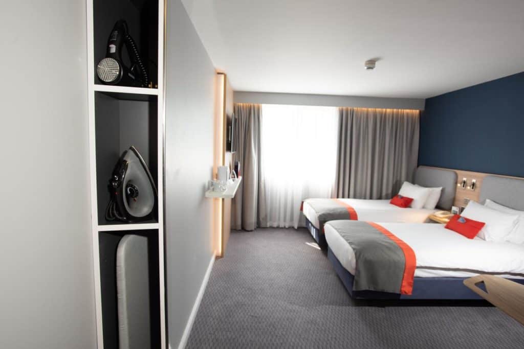 Inside a family double-bed room at Holiday Inn Express Liverpool-Knowsley