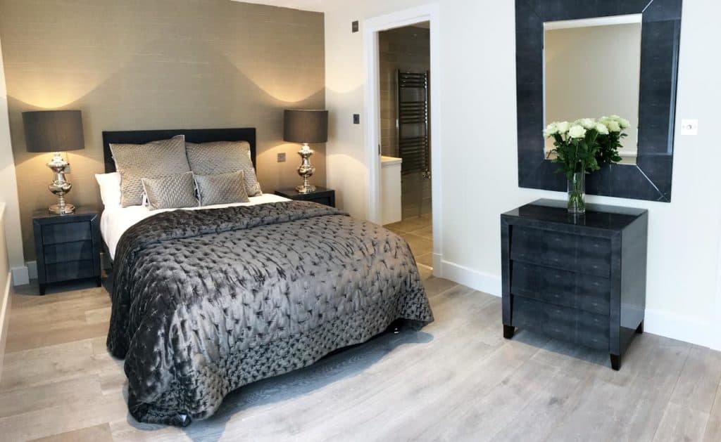 Black-themed room from family-friendly The Glasshouse Apartments, sleeps 6 near Chessington