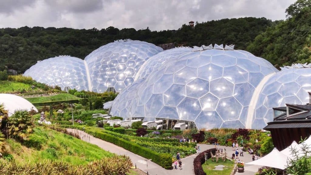 View of the biodomes at the Eden Project in Cornwall