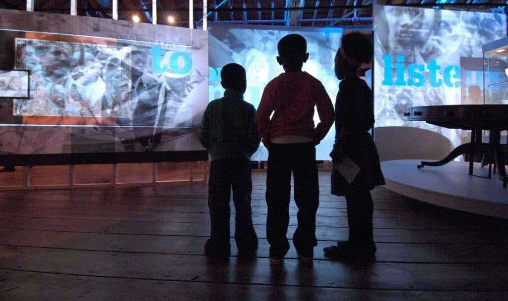 kids watch gigantic screens and learn about the history of the river thames and african slavery at the kid-friendly museum of london docklands.