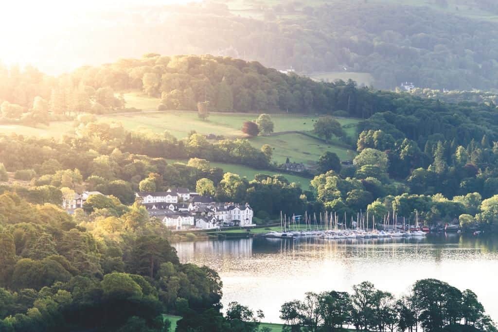 stunning view of the family friendly low wood bay hotel in the lake district