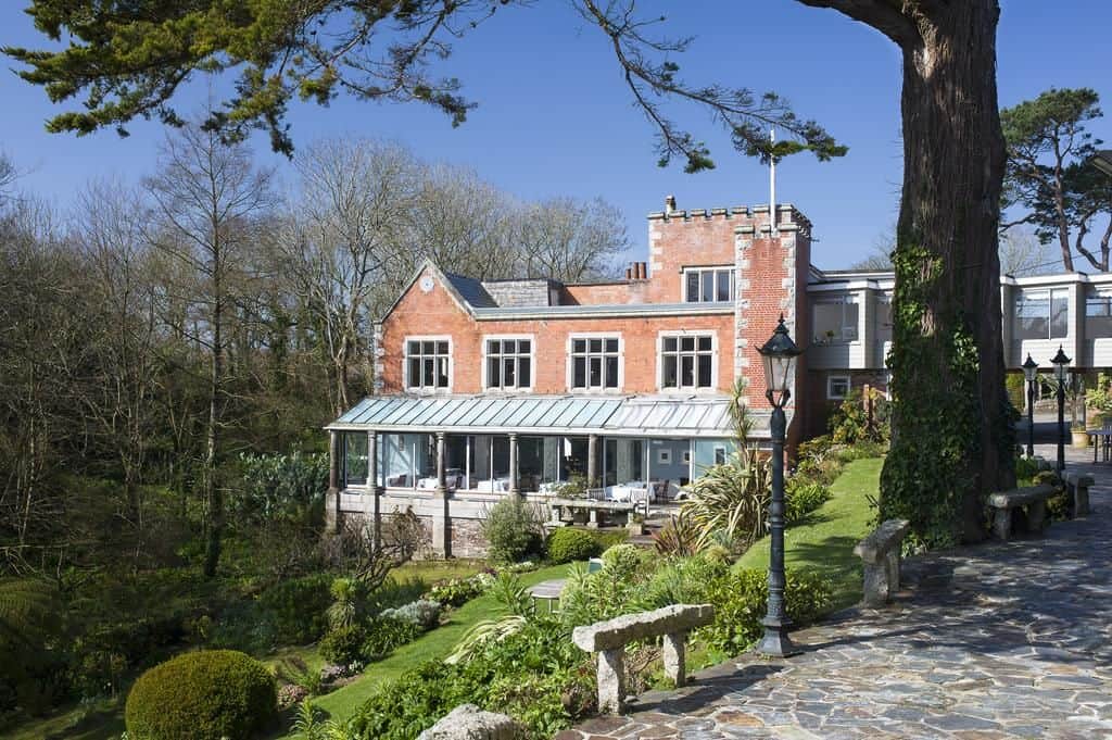 exterior and gardens of the Meudon Hotel Cornwall