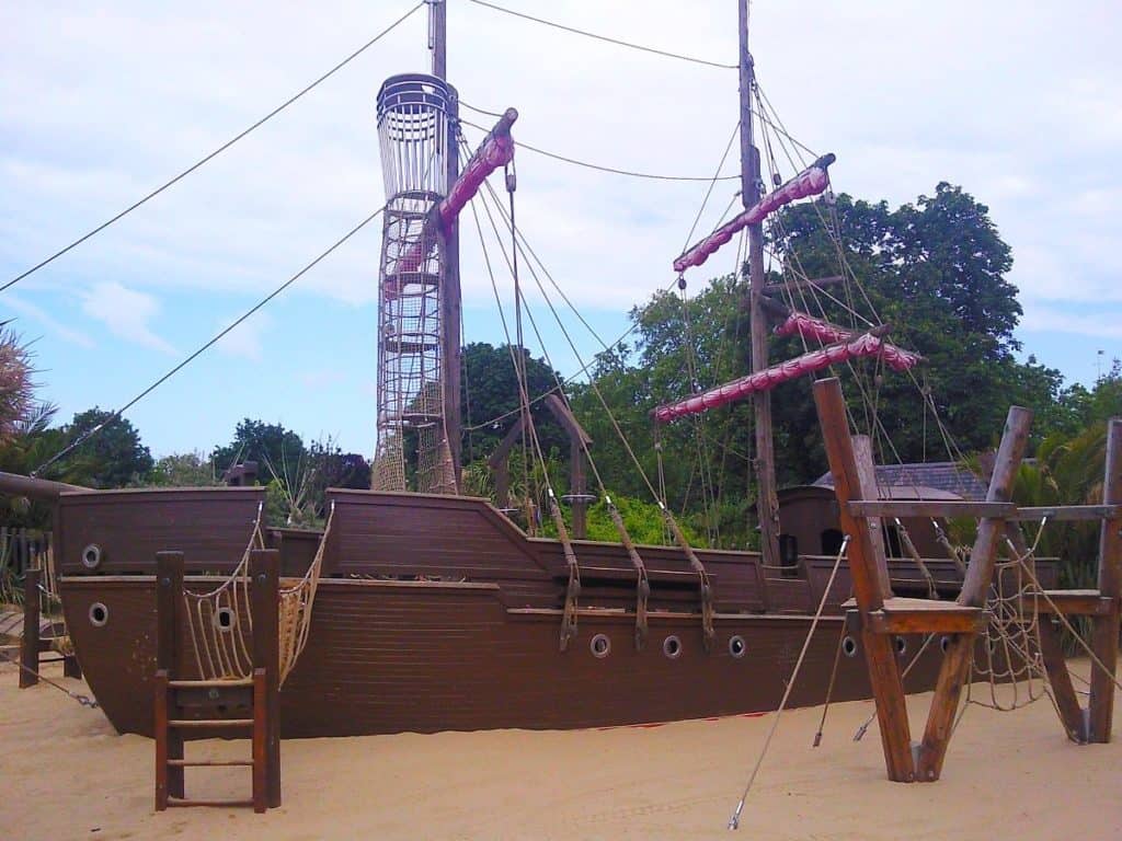 pirate ship for kids at diana memorial playground, kensington gardens in london