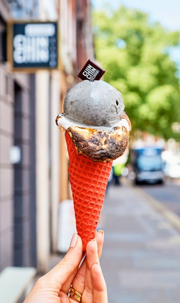 scrumptious ice cream frozen by liquid nitrogen at chin chin labs