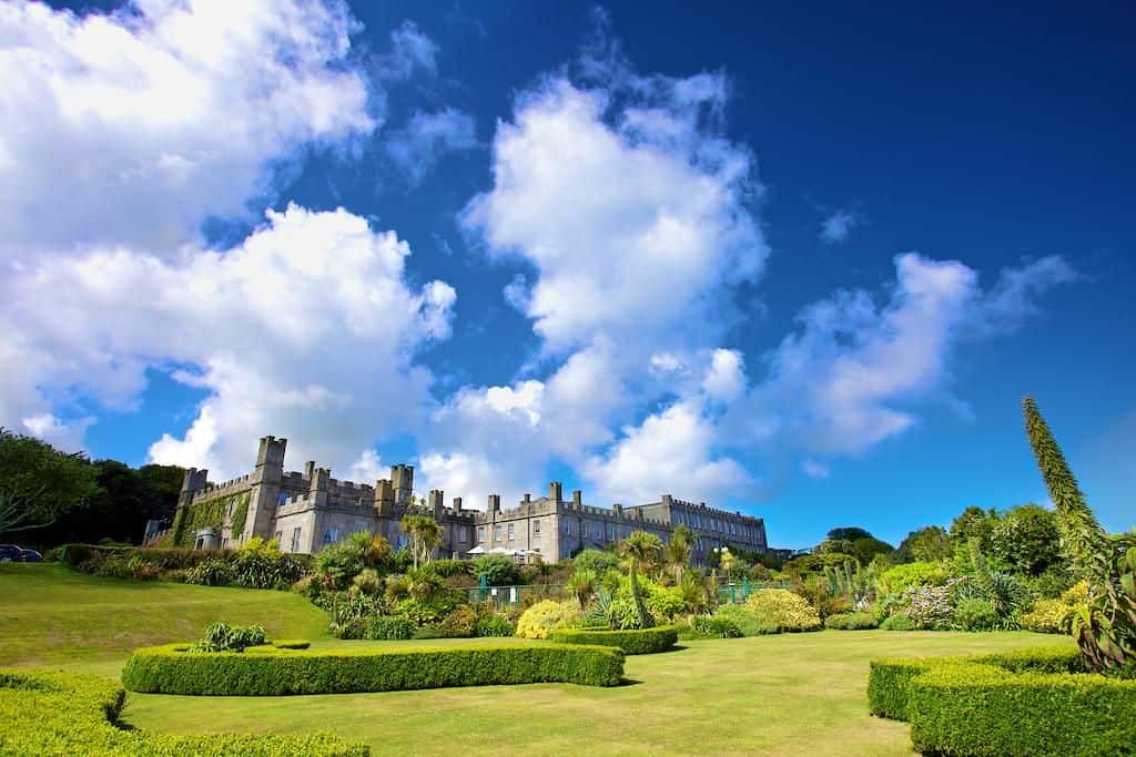 view of the landscaped gardens and Tregenna Castle hotel