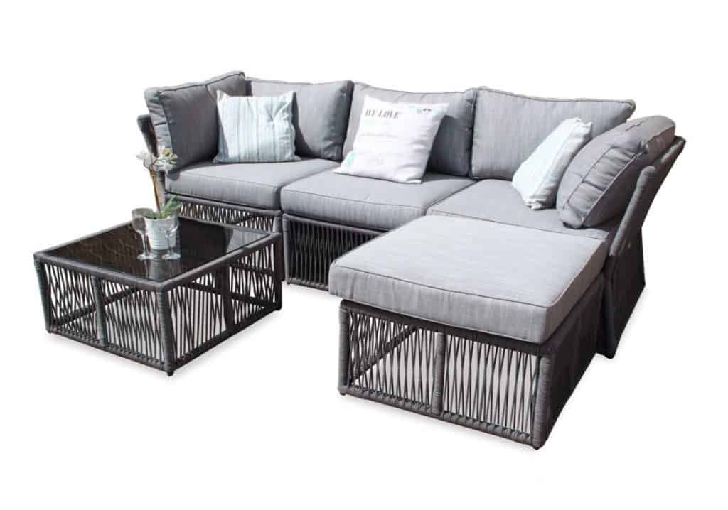 Edinburgh 5PC Full Rope Outdoor Garden Corner Sofa Set (Feature Deco)