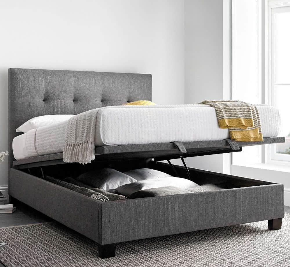 Yorkie Grey Fabric Ottoman Bed (Happybeds)