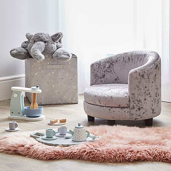 Kids Silver Crushed Velvet Chair