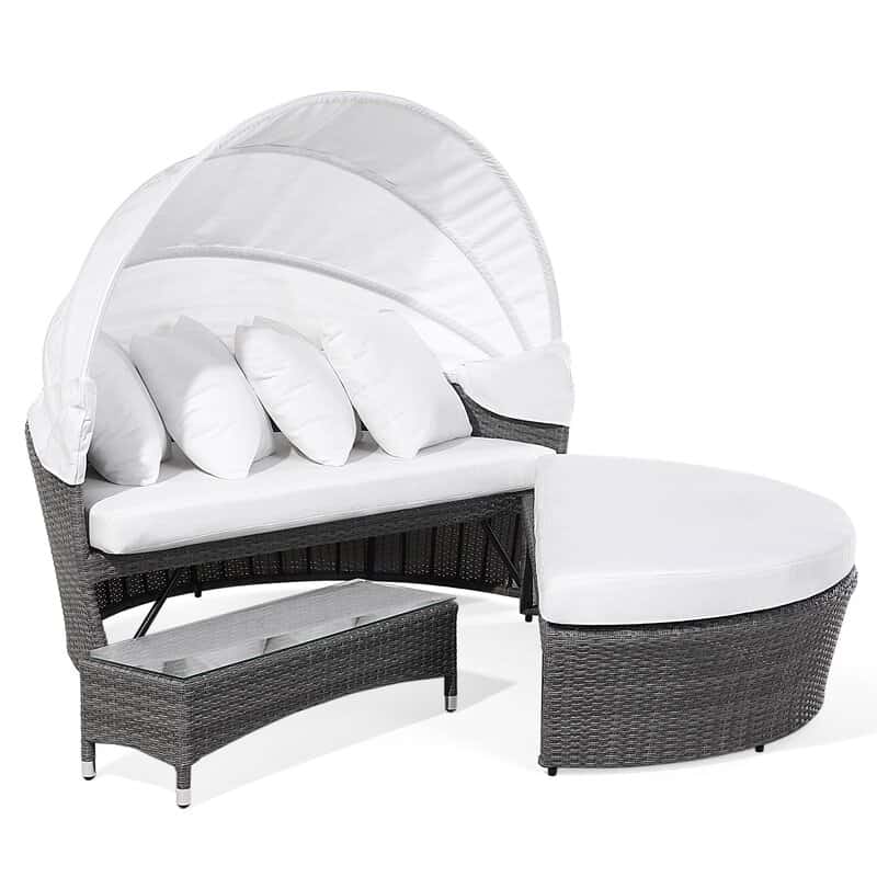 2 Piece Rattan Garden Daybed Set with Cushions