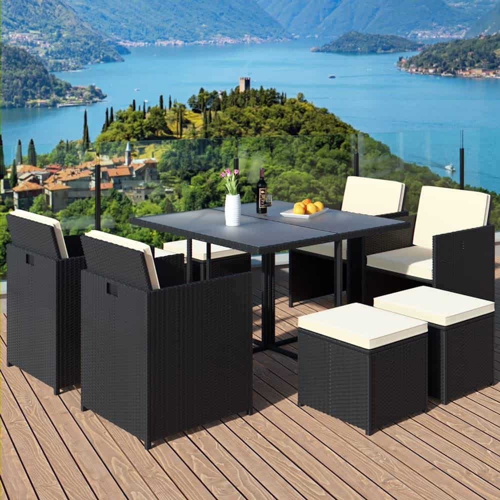 Deuba Poly Rattan Cube Dining Set