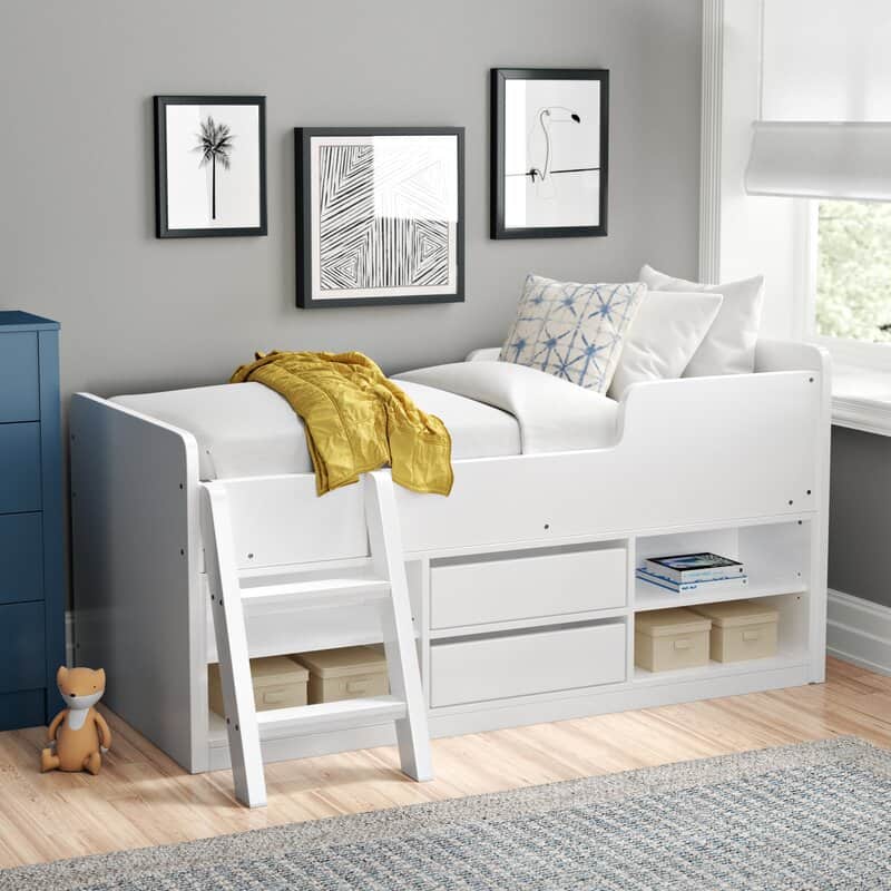 Mckinley Single (3') Mid Sleeper Bed with Drawers and Shelves