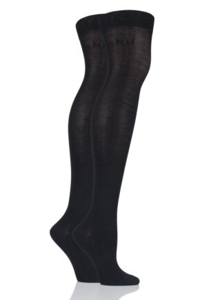 2 PAIR PLAIN BAMBOO OVER THE KNEE SOCKS LADIES - ELLE