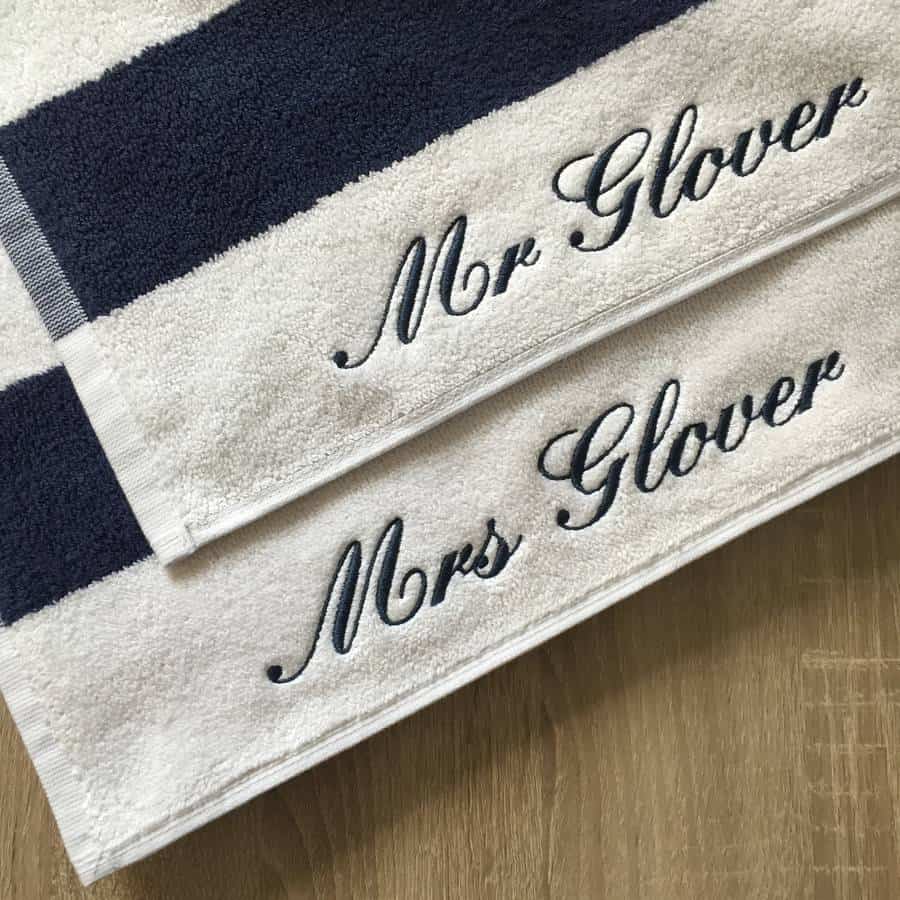 Personalised Mr & Mrs Embroidered Beach Towels (Not On The High Street)