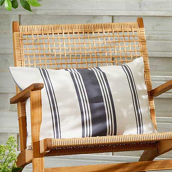 Striped Monochrome Water Resistant Outdoor Cushion (Dunelm)