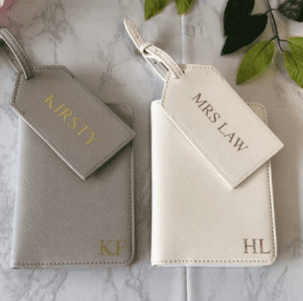 Personalised passport holder & luggage tag travel set