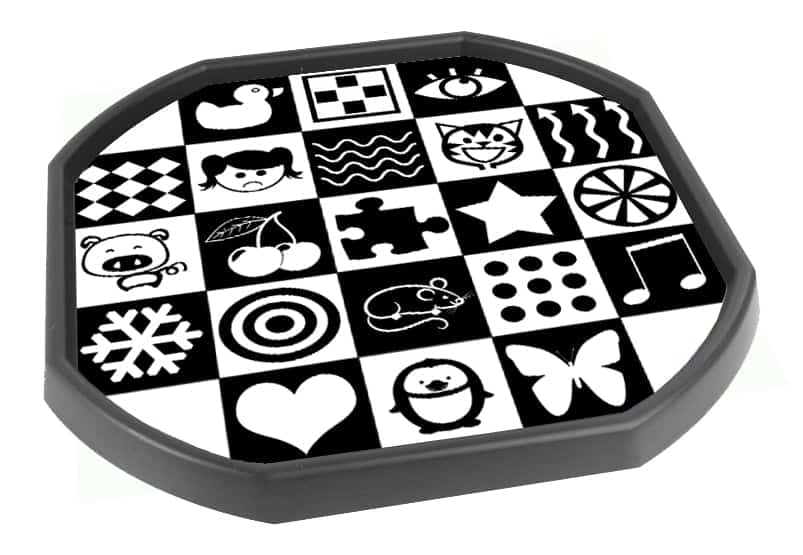 black and white tuff tray mat